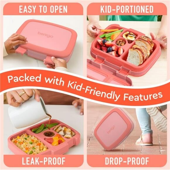 Kids Bento Lunch Box Leakproof 5 Compartment Dishwasher Safe Drop Proof - Picture 5 of 7